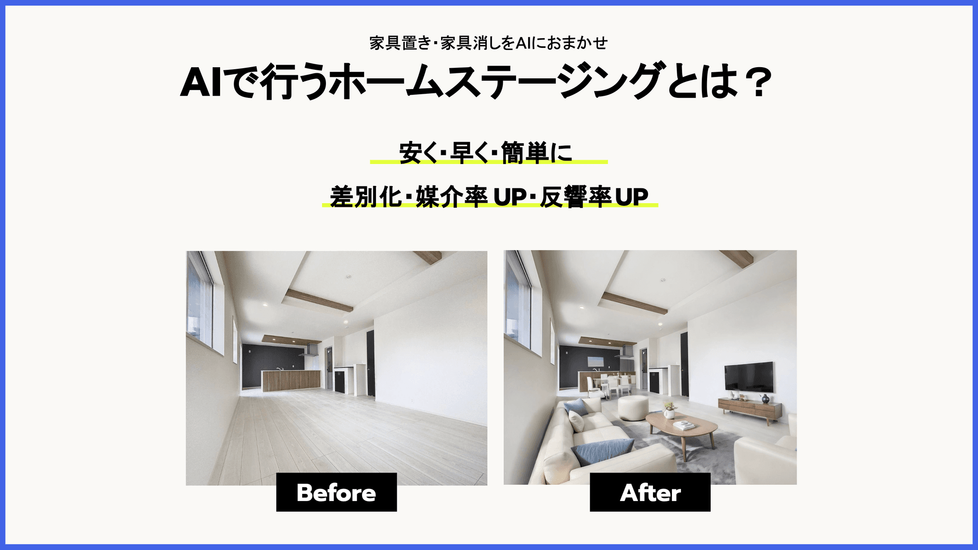 AI Home Staging Presentation - Before and After comparison