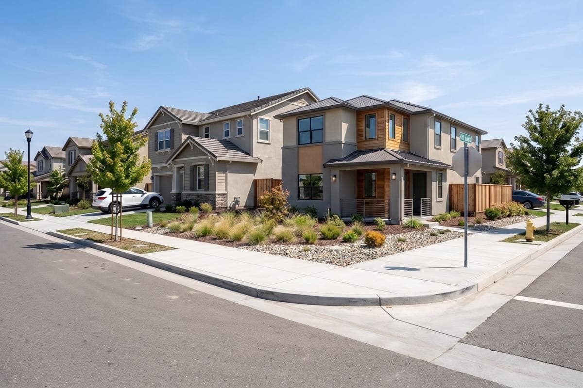 Buyer-ready spec home rendering on a builder lot