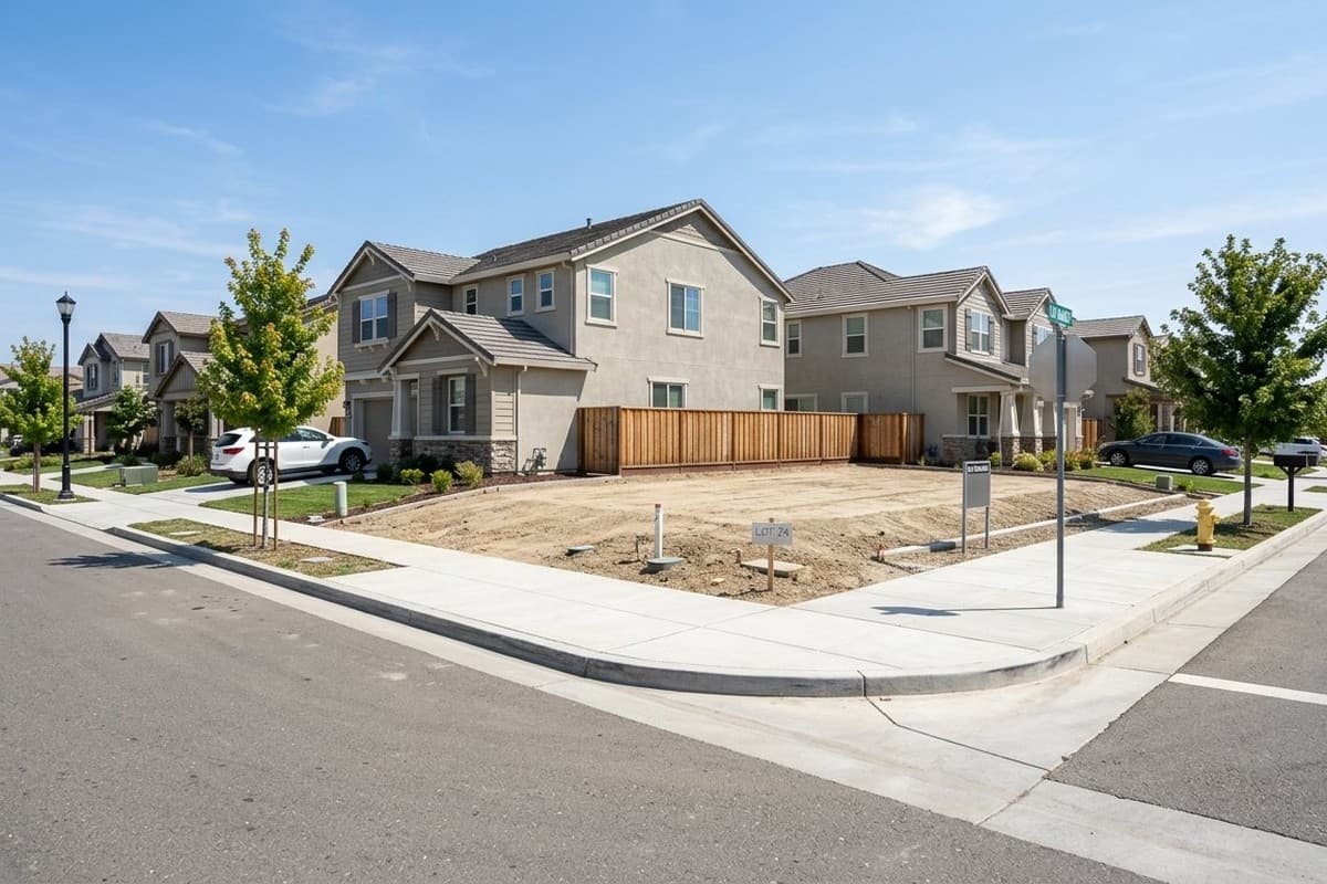 Spec-home lot photo before AI house rendering