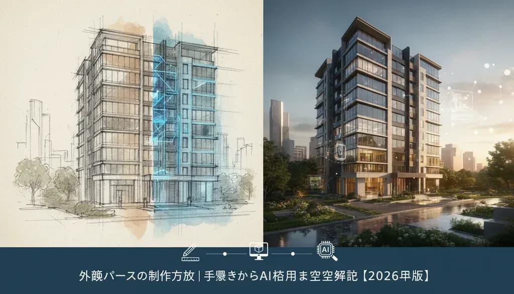 外観パースの制作方法｜手描きからAI活用まで完全解説【2026年版】