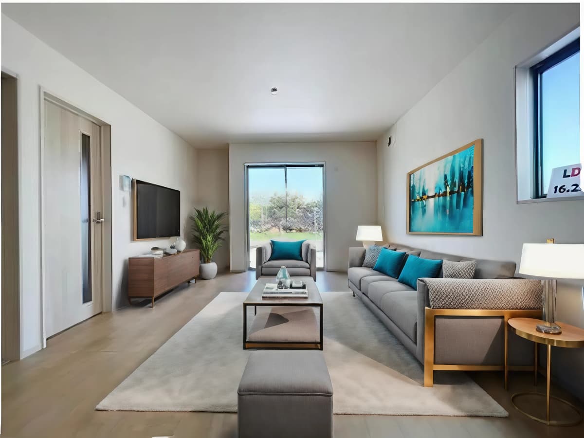 Living room after virtual staging for client delivery