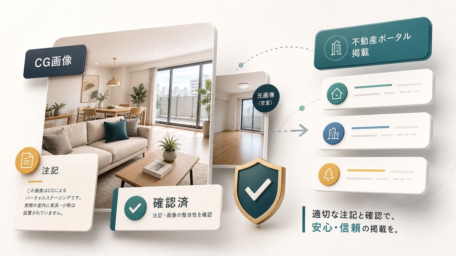 不動産ポータルのCG加工・バーチャルステージング掲載規約完全ガイド【SUUMO・HOME'S・at home 2026年版】