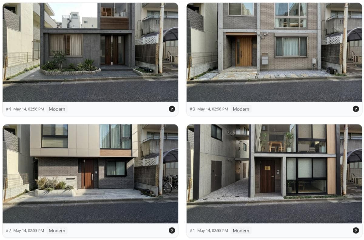 AI house rendering style variations and edit tools for a lot photo